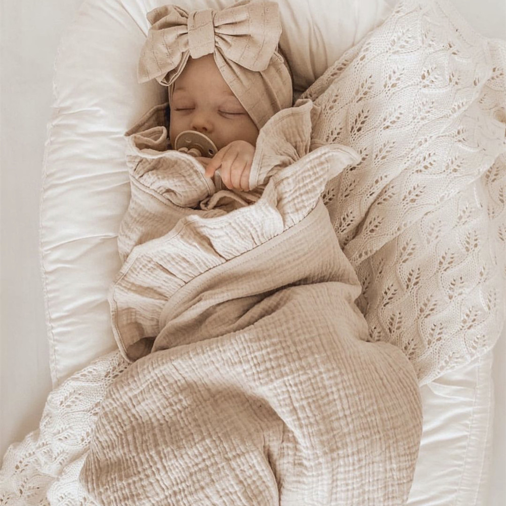 Baby Clothing Organic Cotton - INS Ruffled Muslin Bebek Kundak Battaniye